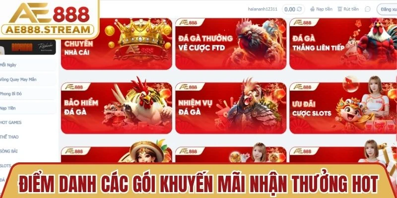 Điểm danh các gói khuyến mãi nhận thưởng hot nhất của AE888